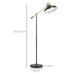 Golvlampa Båglampa Svart av Metall för Vardagsrum Höjdjusterbar Läslampa med E27 Fot Vridbar Design 40 W