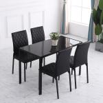 Matstolar Köksstolar Set om 4 Vit av Konstläder och Stål för Kök och Matsal Vadderade Matstolar med Stålben Modern Design