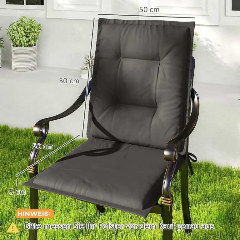 Stolsdynor 4-Pack med Knytband 108 X 50 cm, Mörkgrå