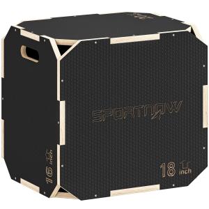 Plyobox Trä Justerbar Svart Plywood för Crossfit och Hoppträning Träningslåda med Handtag och Rundade Hörn Robust och Säker Konstruktion