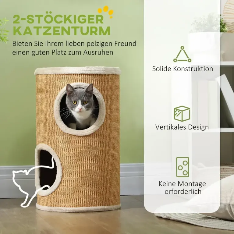 Klösträd Takhög Vit av Sisal och Plysch för 225-255 cm