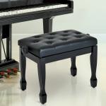 Höjdjusterbar Pianopall med Konstläderkudde, Keyboardpall för Klaviatur, 64 x 35 x 45–55 cm, Svart