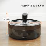 Kattdricksfontän 7 L med Tyst Pump, LED och Aktivt Kolfilter i Rostfritt Stål, 30,6x30,6x17,2 cm