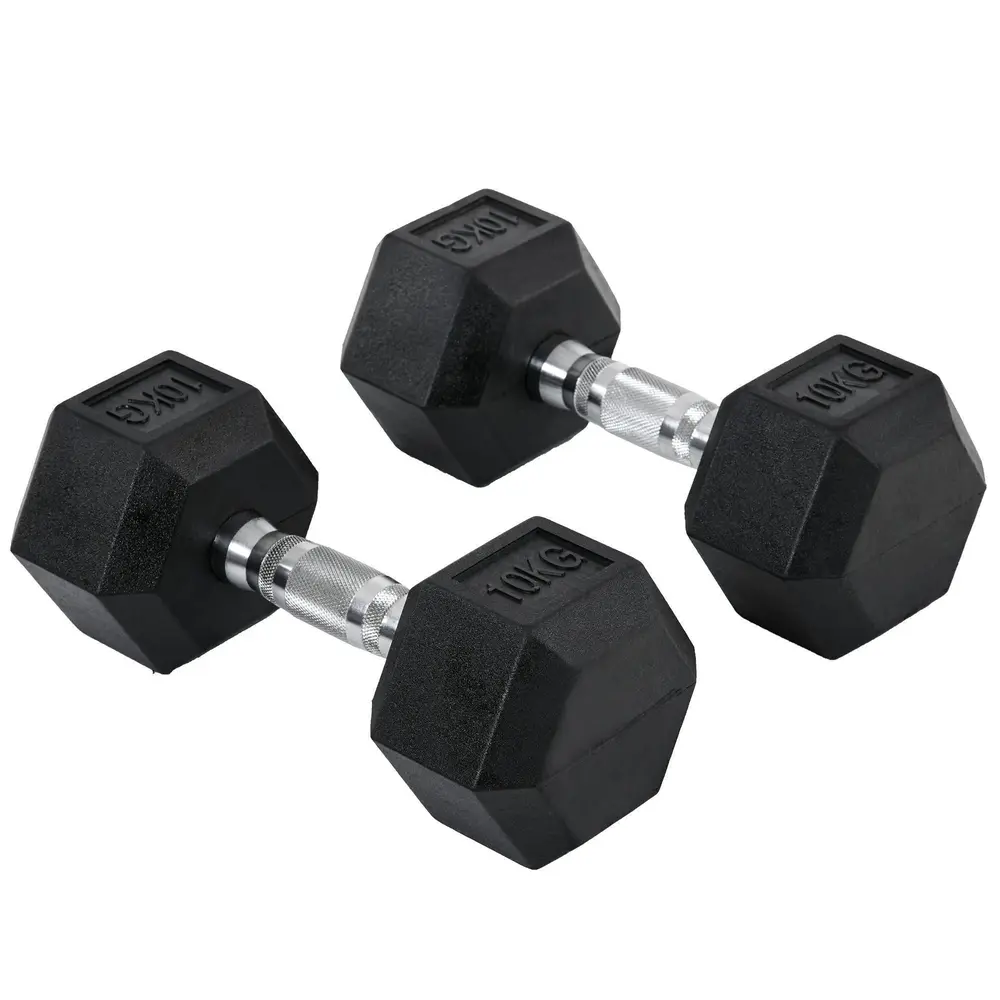 Hexagon Hantlar 2-Pack i Gjutjärn Gummerade Vikter