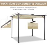 Pergola Lusthus 3 X 3 M Vattentät med Skjuttak och UV-Skydd Aluminium för Trädgård och Terrass Beige