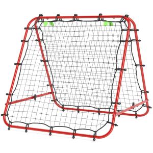 Fotbollsmål Rebounder Röd av Stål för Fotbollsträning Dubbelsidig Kickback Vägg Justerbar 100 x 95 x 90 cm