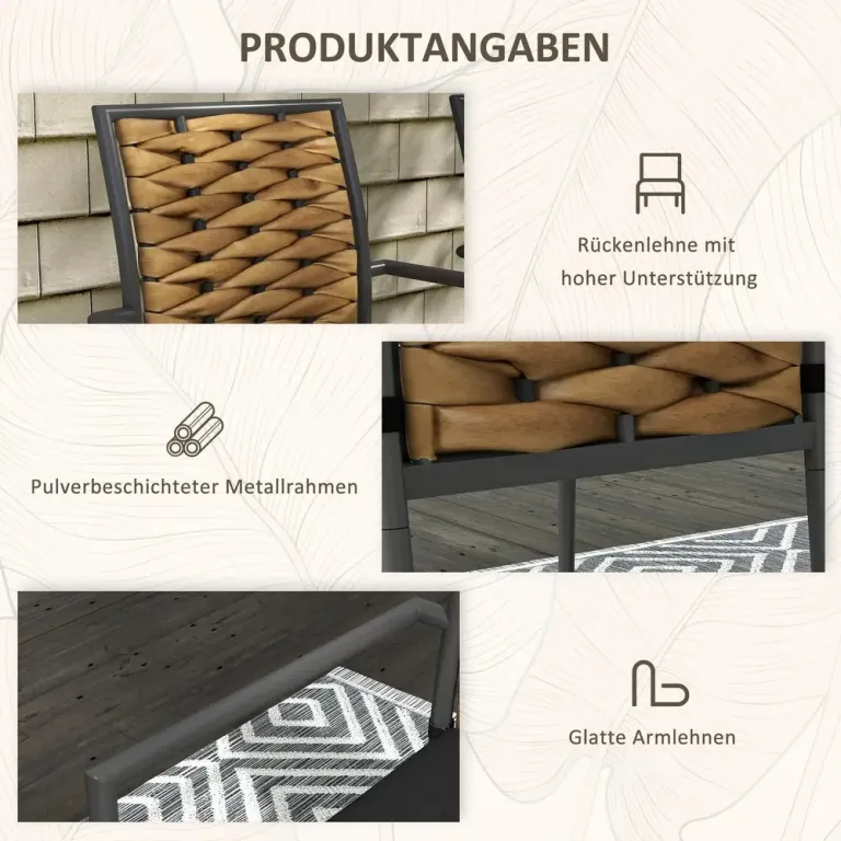Trädgårdsstolar Balkongstolar Svart av Stål 57 x 58 x 87 cm