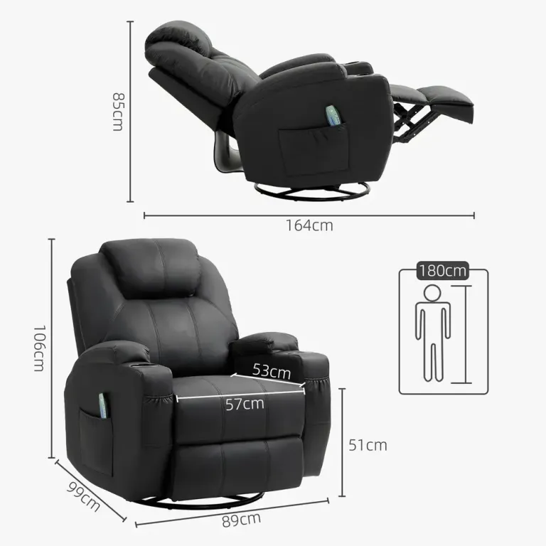 Relaxfåtölj Massagestol Grå av Tyg och Metall