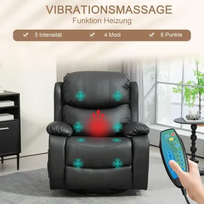 Relaxfåtölj Massagestol Svart av Konstläder och Metall