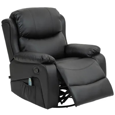 Relaxfåtölj Massagestol Svart av Konstläder och Metall