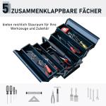 Fällbar Verktygslåda 5 Fack Stål för Hantverk och Reparationer Mörkgrön 57 X 21 X 41 Cm
