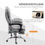 Kontorsstol med Massagefunktion, Ergonomisk Skrivbordsstol med Ligg- och Värmefunktion, Fjärrkontroll, Grå