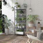Bokhylla 5 Plan Svart Spånskiva och Metall för Kontor och Vardagsrum Industriell Förvaringshylla Stabil och Modern Design 60x30x170,5 cm