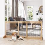 Hundgrind Stabil Natur Svart Trä för Trappa och Dörr Extra Hög Modell med Justerbar Bredd för Säkerhet i Hemmet Robust Design 180 cm