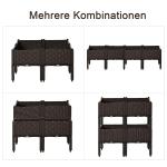 Upphöjd Odlingslåda i Konstrotting 4-Pack, Modulär Planteringsbänk med Dränering, Flexibel Odling för Balkong, Brun, 40 x 40 x 44 cm