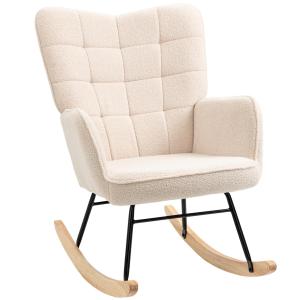 Gungstol i Berberfleece, Bekväm Relaxstol för Sovrum och Barnrum, Mysig Sittplats för Avkoppling, Beige, 71 x 92 x 101 cm