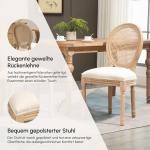 Set med 2 Köksstolar, Stoppade med Wiensk Väv, Massivt Trä, Gräddvit + Natur, 49 x 56 x 96 cm
