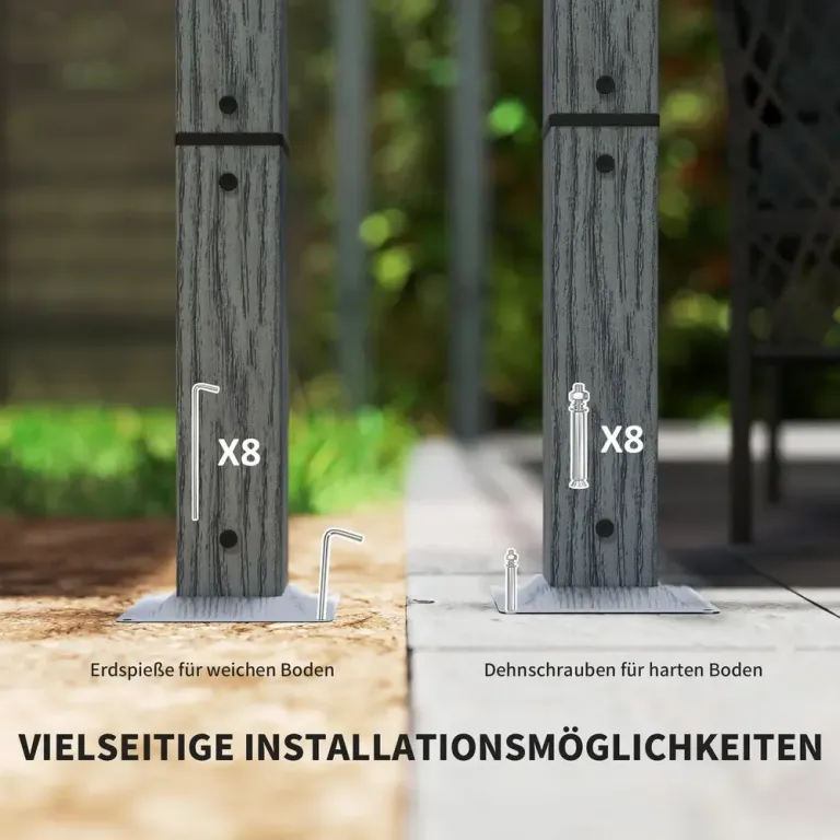 Pergola Trädgårdspaviljong med Magnetplatta Grå 3 x 3 m