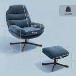 Fåtölj med Fotpall Blå Chenille och Metall för Vardagsrum Relaxfåtölj med Högt Ryggstöd och Mjuk Sits Modern 78x93x100 cm