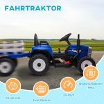Elektrisk Traktor Barnfordon Blå av Plast för Barn 3-6 År med Släp och Fjärrkontroll MP3 Strålkastare 3-6 km/h