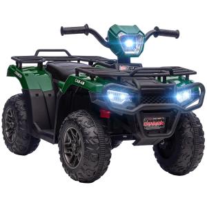 Elektrisk Fyrhjuling för Barn, Tuff ATV med LED-Ljus och Musik, Rolig Körupplevelse för Små Äventyrare, Svart/Grön, 88 x 45 x 50 cm