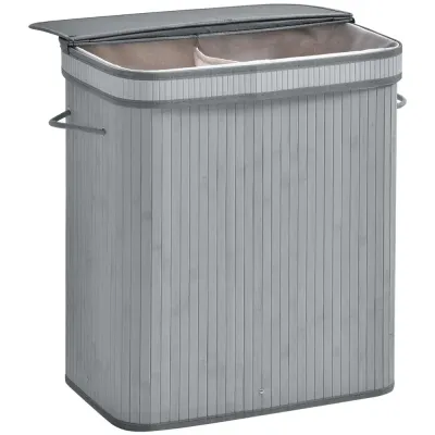 Tvättkorg 100 l med Lock 52 x 32 x 63 cm, Grå