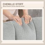 Fåtölj Roterbar Bred Ljusgrå Chenille och Stål för Vardagsrum Loungestol med Mjuk Sits och Vattenavvisande Tyg Modern Design Bekväm