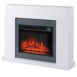 LED Elektrisk Öppen Spis, Fristående Kamin med Flameffekt, 1800/2000 W, Inomhusvärmare med Träram, MDF, Vit, 113 x 26,6 x 87,5 cm