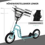 Sparkcykel med Luftdäck för Barn, Robust Skoter med Handbroms, Säker Körning på Alla Underlag, Blå, 120 x 58 x 75-80 cm, 5 år+
