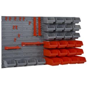 Verktygshållare Perforerad Vägg Organisationssystem för Garageverkstad Röd Grå 63,5 X 22,5 X 95,5 Cm