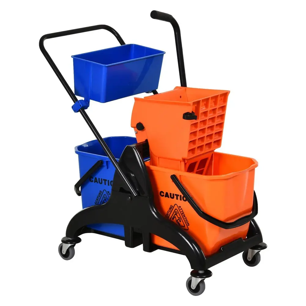 Rengöringsvagn Städvagn med Käftpress Orange Blå av Plast
