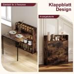 Matbord Hopfällbart Rustik Brun Spånskiva och Metall för Kök Klaffbord med Hylla Platsbesparande Industriell Design 80x90x93 cm