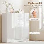 Skoskåp med 10 Hyllor för 25-30 Par, Ventilationshål och Mjukstängande Dörrar i Trä, Vit
