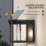 Solcellslampa Vägglampa Svart av Plast för Trädgård och Terrass Justerbar Utomhusbelysning med Ljussensor Varmvit IP44