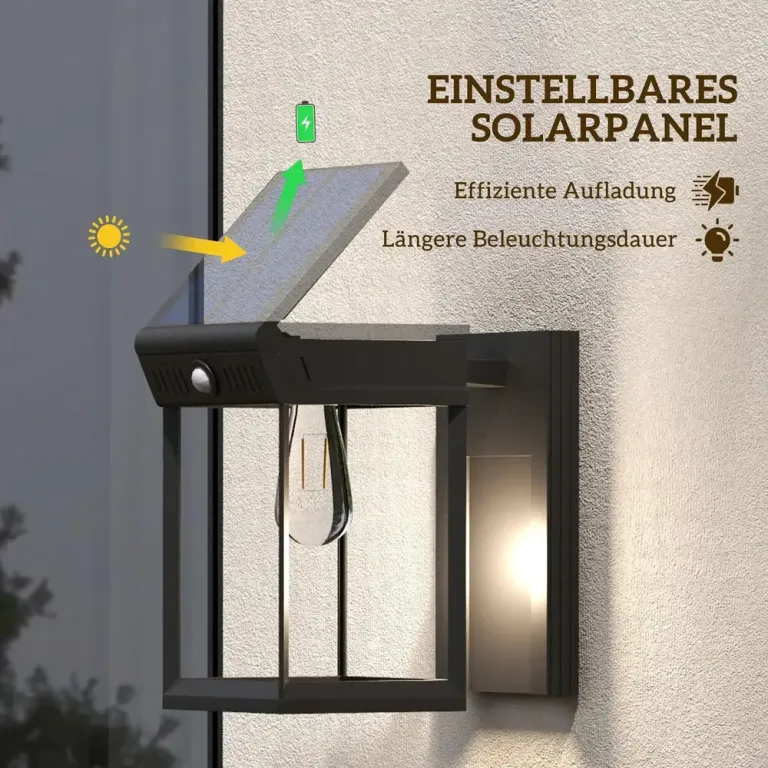Solcellslampa Vägglampa Svart av Plast Utomhusbelysning