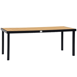 Trädgårdsbord Stabil Natur Svart Aluminium för Trädgård och Altan Matbord för Åtta Personer i Underhållsfri Plast Robust Modell 190 x 90 x 74 cm