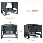 Hammock med Pergola-Tak, Väderbeständig Trädgårdsgunga med Dynor, Lyxig Hängsoffa för Avkoppling i Trädgården, Mörkgrå, 235 x 180 x 210 cm