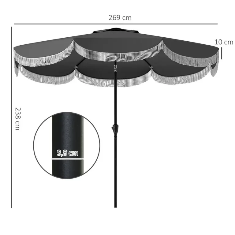 Parasoll Balkongparasoll Åttkantigt Mörkgrå 269 cm