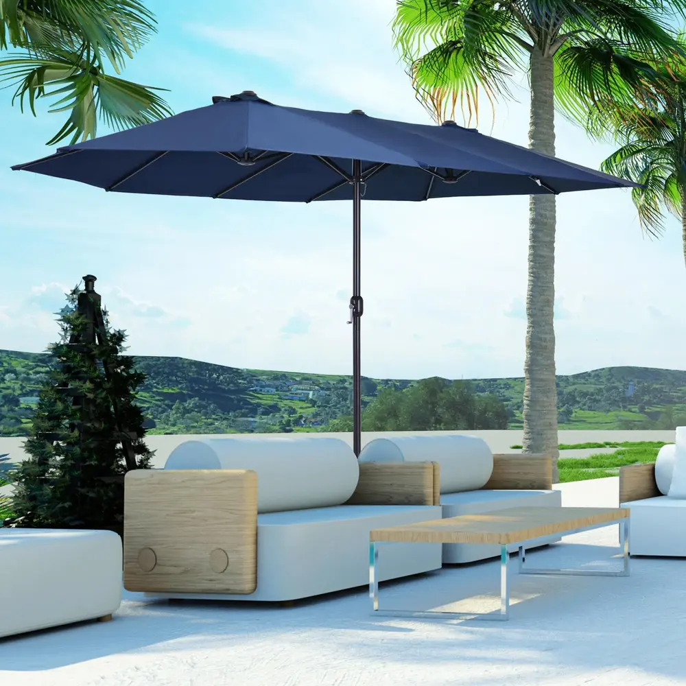 Ovalt Dubbelparasoll med Vev Stort 460 x 270 x 240 Cm