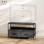 TV-bänk och Lowboard med 2 Lådor och Öppet Fack för TV upp till 47 Tum Hållbar och Stabil Svart och Mörkgrå Tyg och Metall 98 x 29 x 56 cm