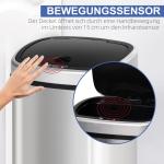 Sopkärl 48 L Kökssoptunna med IR-Sensor Rostfritt Stål Hygienisk Silver 40,5 X 29,5 X 68 Cm