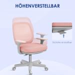 Ergonomisk Kontorsstol med Vridfunktion, Höjdjusterbar, Rosa, 55 x 48 x 82,5–94,5 cm