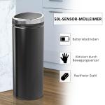 Automatisk Papperskorg med Rörelsesensor, Rostfritt Stål, 30,5 x 30,5 x 81,5 cm, Svart