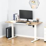Elektriskt Höj- och Sänkbart Skrivbord, Ergonomiskt Ståbord med Motor, Justerbar Arbetsstation för Hemmakontor, Natur/Vit, 140 x 70 x 72-116 cm