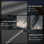 Aluminium Fribärande Parasoll LED Solar, Höjdjusterbart med UV50+, Mörkgrå, Ø300 cm