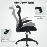 Kontorsstol Ergonomisk med Nackstöd Svart Mesh och Plast för Hemmakontor Skrivbordsstol med 3D Armstöd och Gungfunktion Andningsbar Rygg