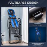 Hopfällbar Inversionsbänk, Ergonomisk Ryggbänk med Justerbart Stöd, Effektiv Ryggsträckare för Hemmafitness, Svart/Blå, 132 x 71 x 145 cm