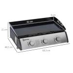 Gasolgrill Bordsgrill med 3 Brännare Silver av Rostfritt Stål för Balkong och Camping BBQ Grill 10000 BTU 63 x 48 x 21 cm