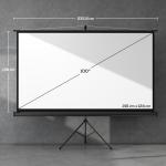 Projektorduk med Stativ och HD 4K-upplösning för Hemmabio Hållbar och Ergonomisk Svart Tyg och Metall 221 x 124 cm