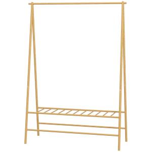 Klädhängare Garderobsställ Natur av Bambu för Hall Klädstativ med Hyllor och Krokar 116 x 43,5 x 160 cm
